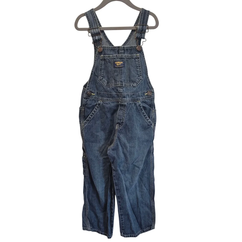 OshKosh B'Gosh Blue Denim Jean Overalls Size 4T Kids Toddler Adjustable
